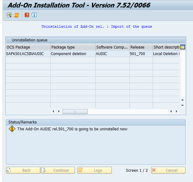 Running the deinstallation process